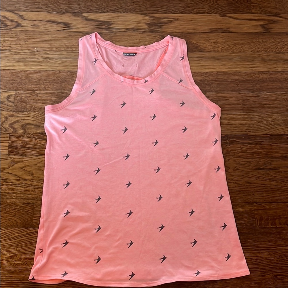 Oiselle Pink Bird Print Tank Top